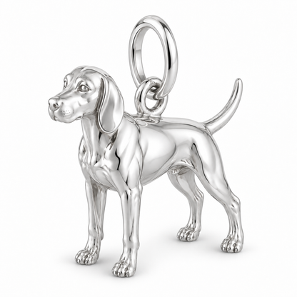 Polished silver dog charm – Redbone Coonhound