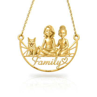 Soulyshine Swedish Vallhund family and dog handcrafted necklace