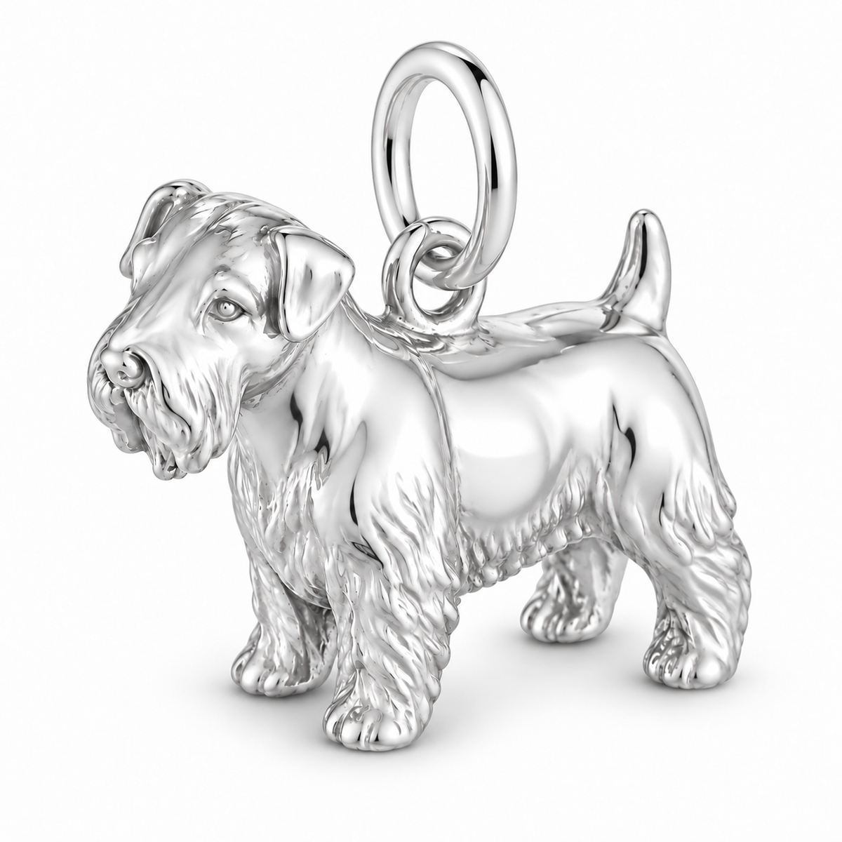 Polished silver dog charm – Sealyham Terrier