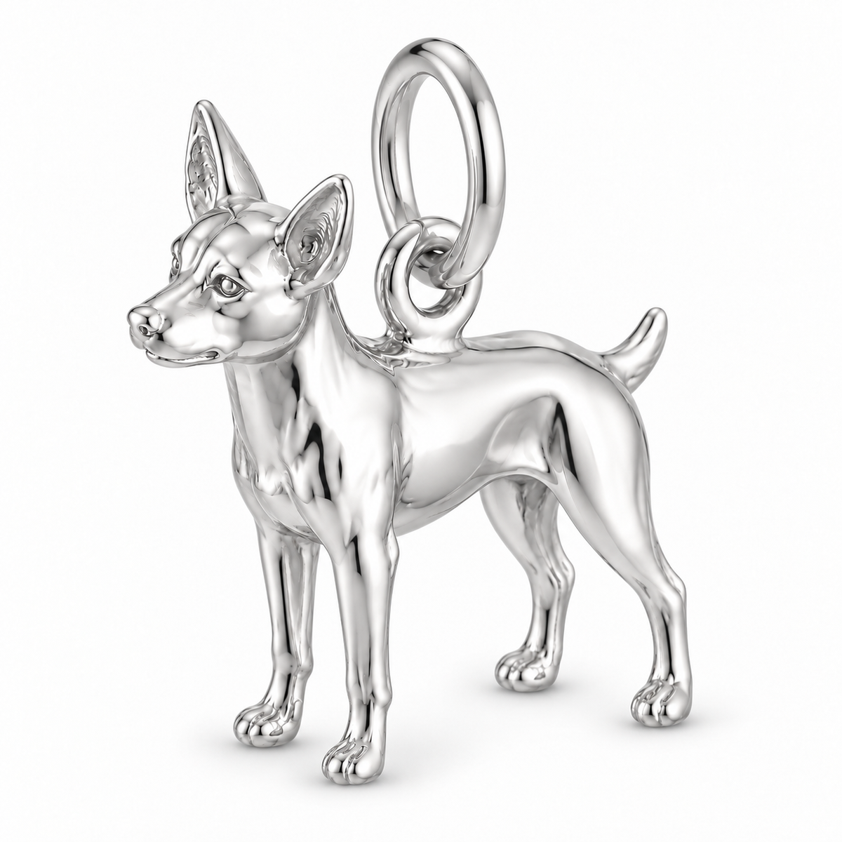 Polished silver dog charm – Portuguese Podengo Pequeno