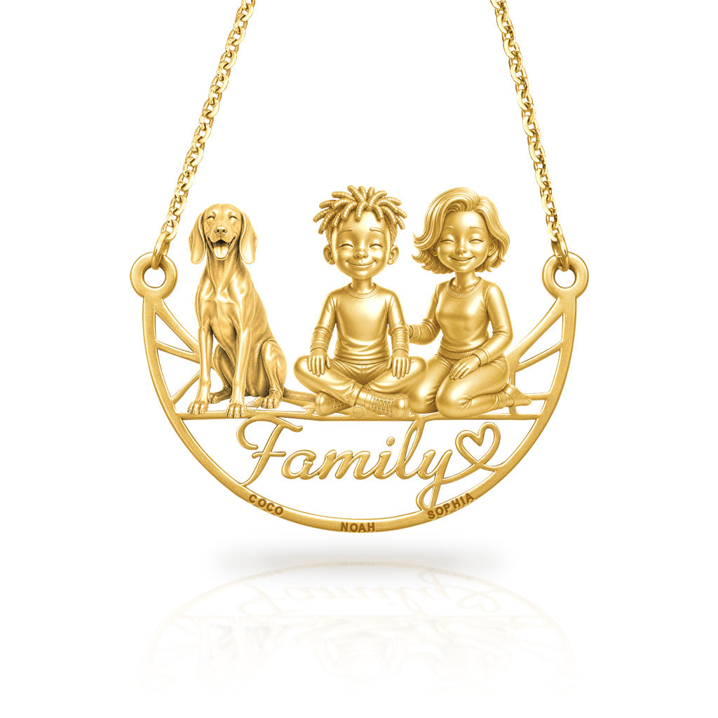 Soulyshine Treeing Walker Coonhound family and dog handcrafted necklace