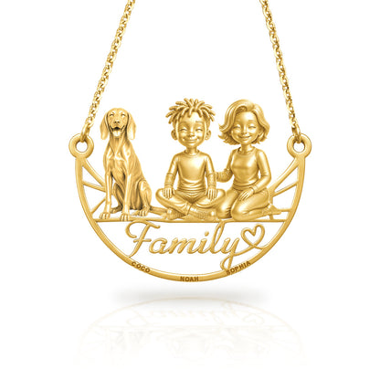 Soulyshine Treeing Walker Coonhound family and dog handcrafted necklace