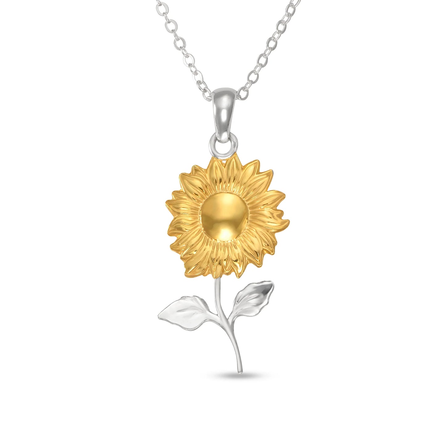 Sunflower Golden Bloom 14K Gold Vermeil and Silver Necklace