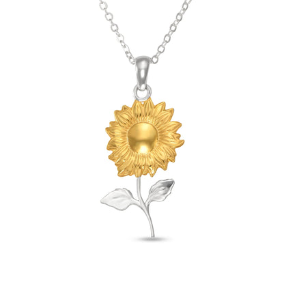 Sunflower Golden Bloom 14K Gold Vermeil and Silver Necklace