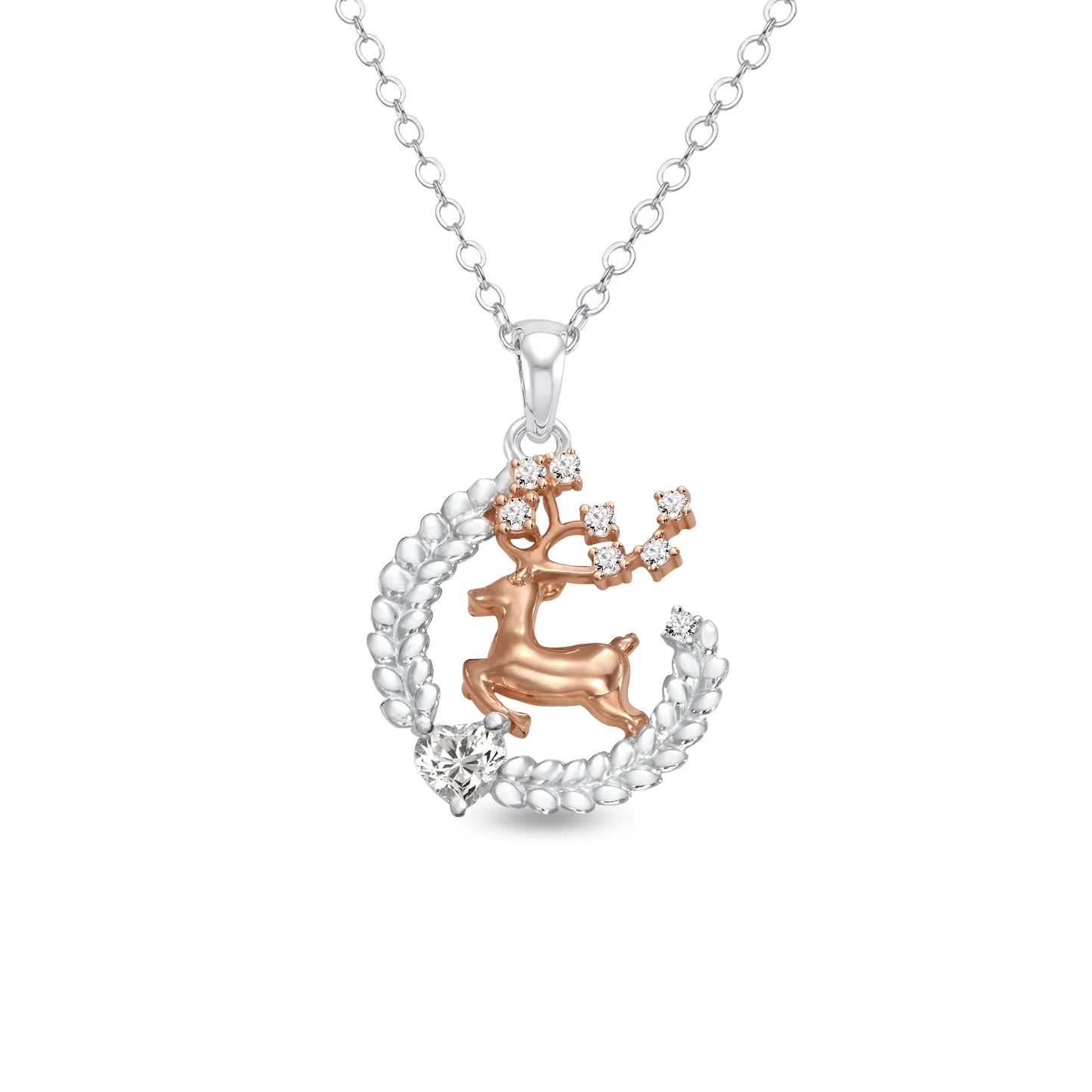 Everglow Reindeer Rosegold Vermeil and Silver Necklace
