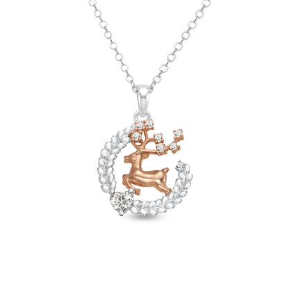 Everglow Reindeer Rosegold Vermeil and Silver Necklace