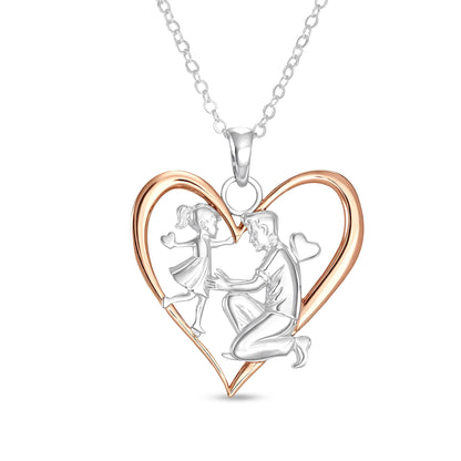 Daughter is Running Into Dad’s Arms Rosegold Vermeil and Silver Necklace