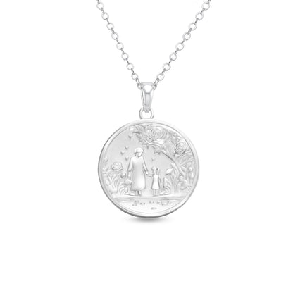 Soulyshine Little Girl Walk with Grandma in Garden Silver Necklace