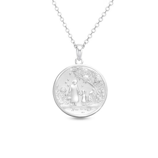 Soulyshine Little Girl Walk with Grandma in Garden Silver Necklace
