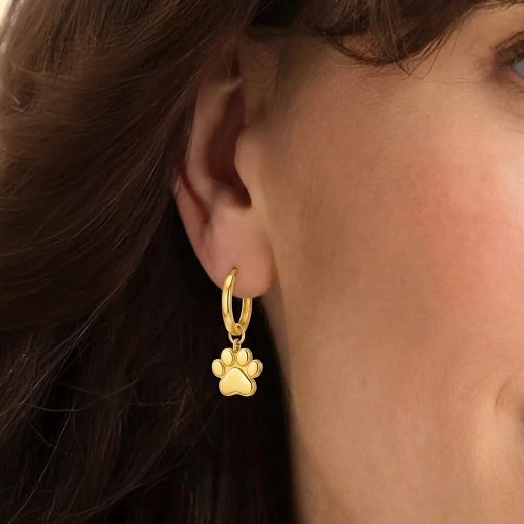 Soulyshine The Little Paw Huggie Earings in 18K Gold Vermeil/ Silver
