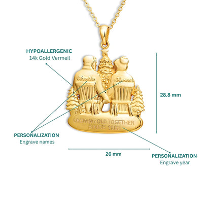 Soulyshine Personalized Christmas Couple Growing Old Together - Handmade Necklace in Silver/14K Gold Vermeil
