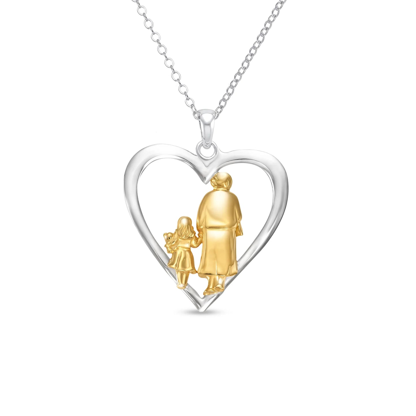 Heart of Generations Grandma and Children 14K Gold Vermeil and Silver Necklace