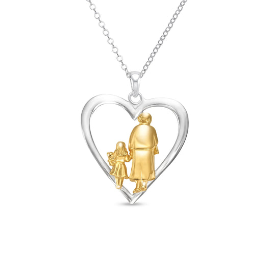 Heart of Generations Grandma and Children 14K Gold Vermeil and Silver Necklace