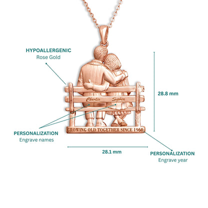 Soulyshine Personalized Couple Sitting On Bench - Handmade Necklace in Silver/14K Gold Vermeil