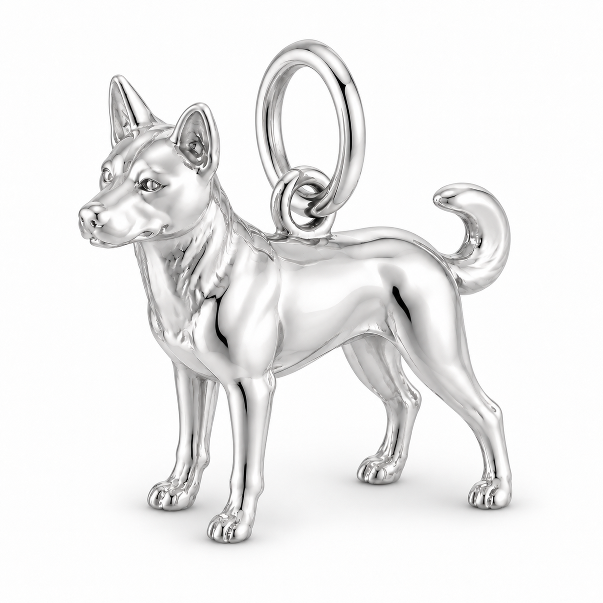 Polished silver dog charm – Canaan Dog