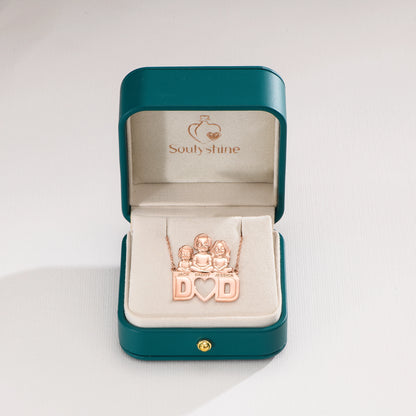 Soulyshine Personalized Dad & His Children - Handmade Necklace in Silver/14K Gold Vermeil