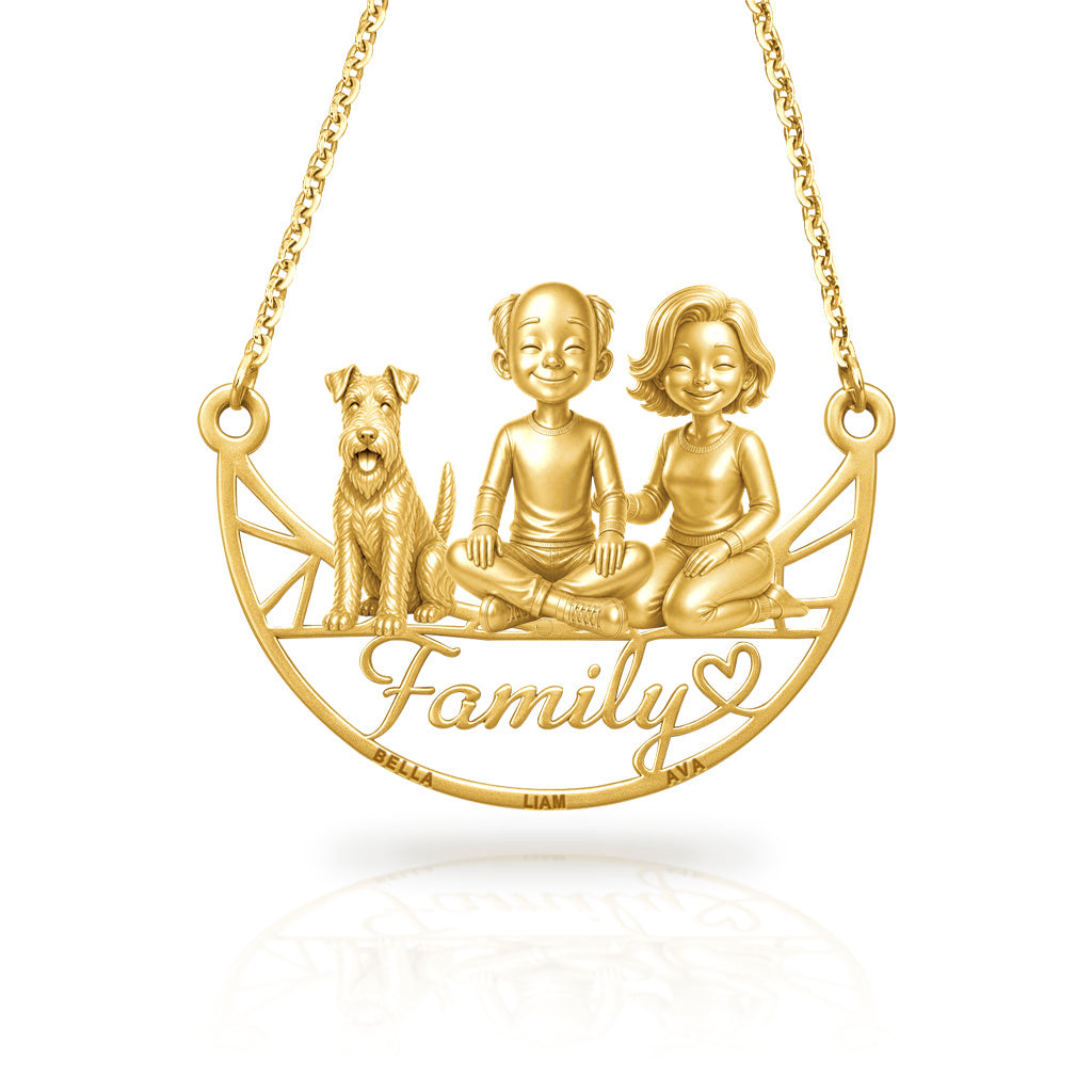 Soulyshine Wire family and dog handcrafted necklace