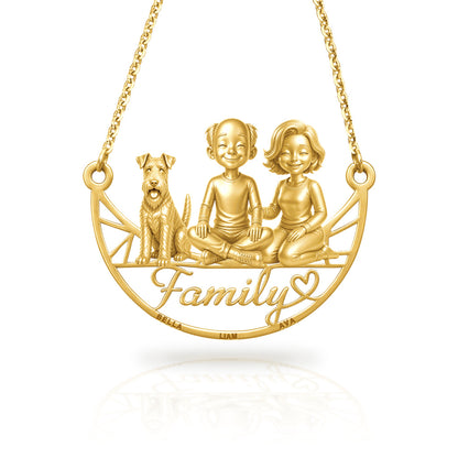 Soulyshine Wire family and dog handcrafted necklace
