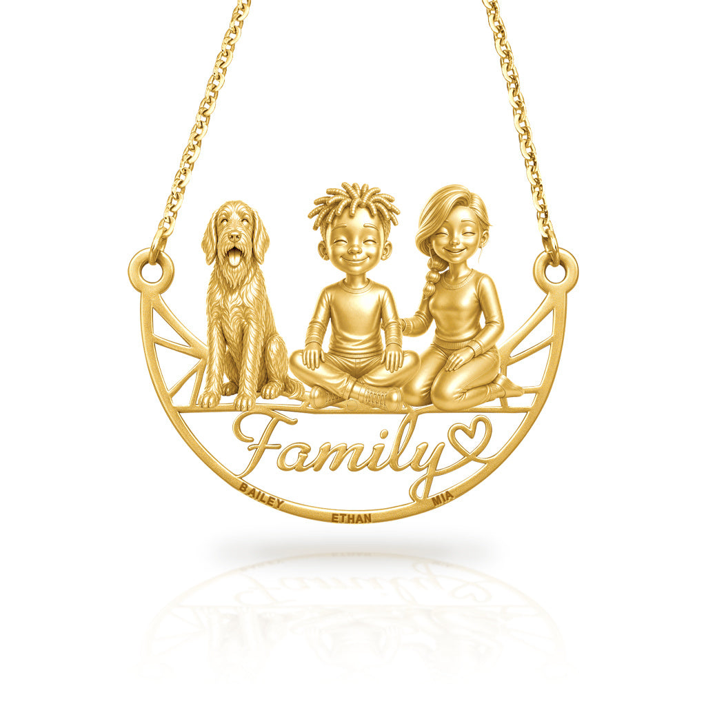 Soulyshine Wirehaired Pointing Griffon family and dog handcrafted necklace