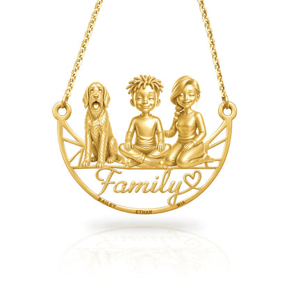 Soulyshine Wirehaired Pointing Griffon family and dog handcrafted necklace