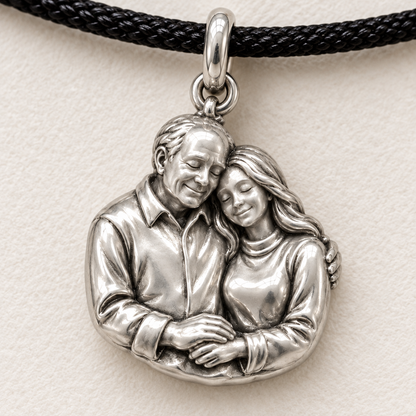 Always His Daughter, Forever His Love — Macro detail, silver finish