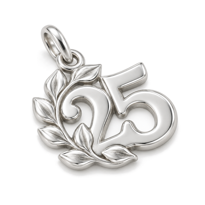 25th Anniversary Charm — Silver Super Macro | charm-topics-remaining-444-2026-09-14 | topic-064