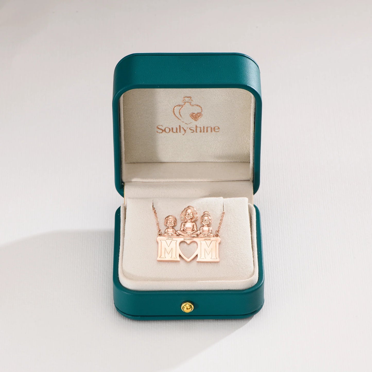 Soulyshine Personalized Mom and Her Children - Handmade Necklace in Silver/14K Gold Vermeil