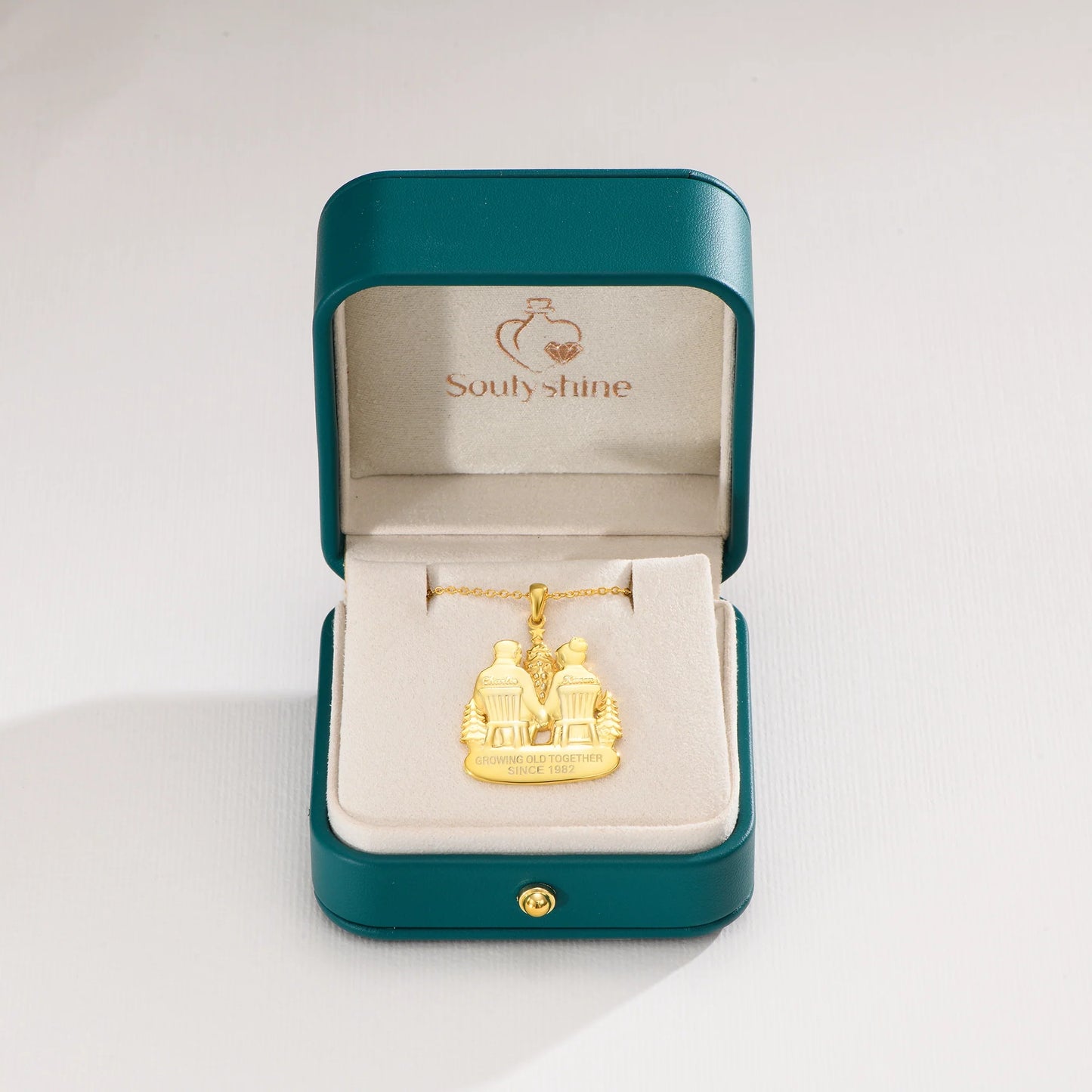 Soulyshine Personalized Christmas Couple Growing Old Together - Handmade Necklace in Silver/14K Gold Vermeil