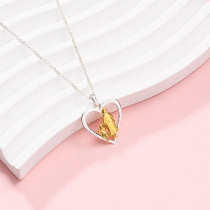 Heart of Generations Grandma and Children 14K Gold Vermeil and Silver Necklace