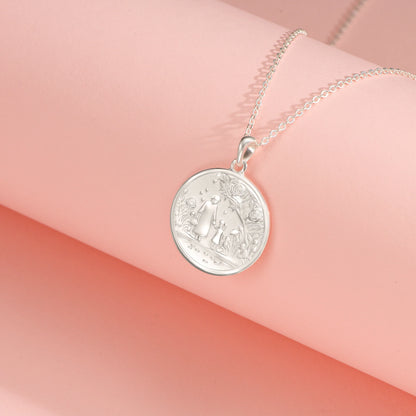 Soulyshine Little Girl Walk with Grandma in Garden Silver Necklace