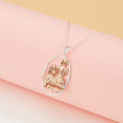 Mom and Princess Moment Vermeil Rosegold and Silver Necklace