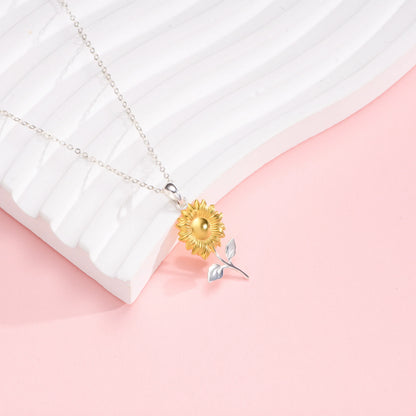 Sunflower Golden Bloom 14K Gold Vermeil and Silver Necklace