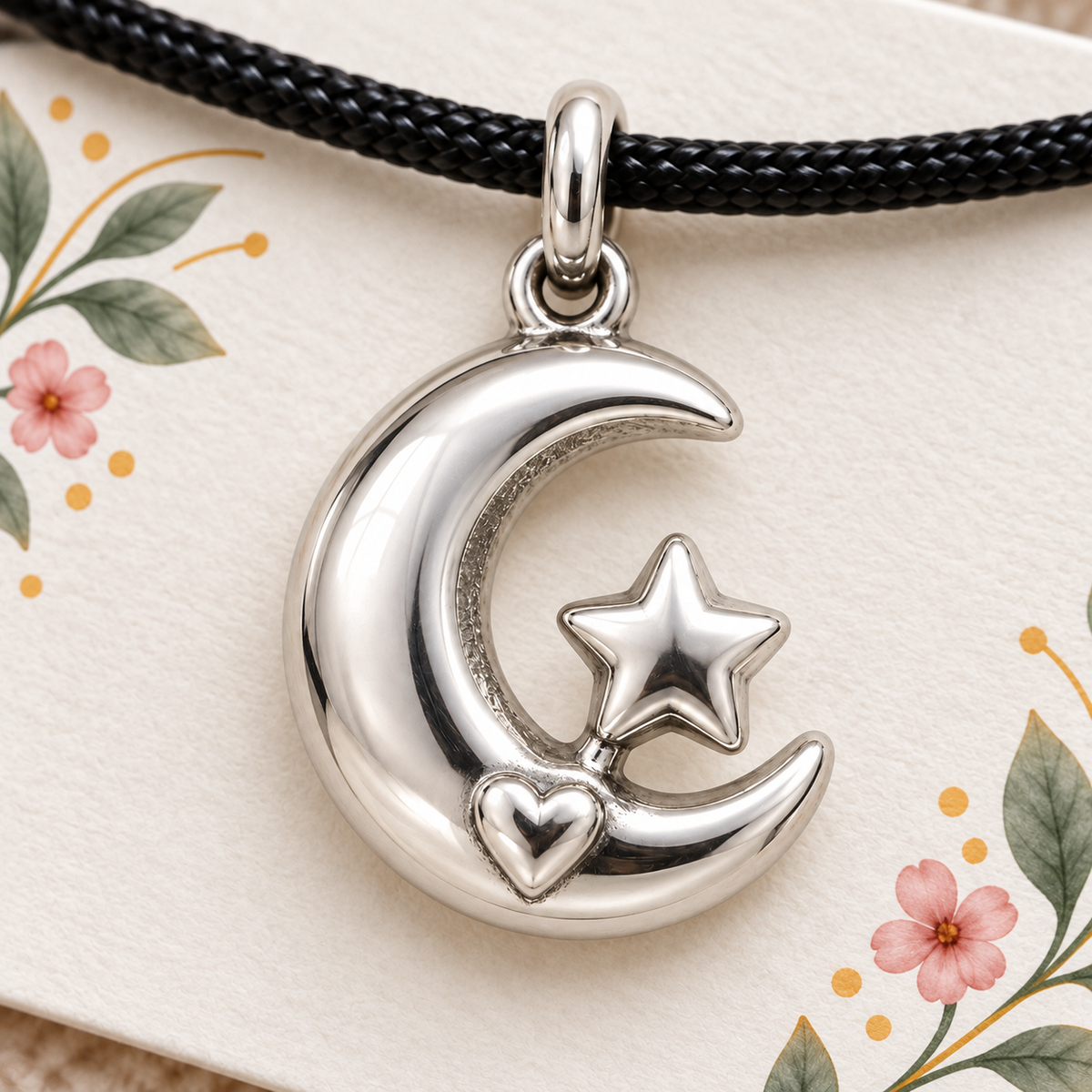 Moon and Star, Mom’s Endless Love — Macro detail, silver finish