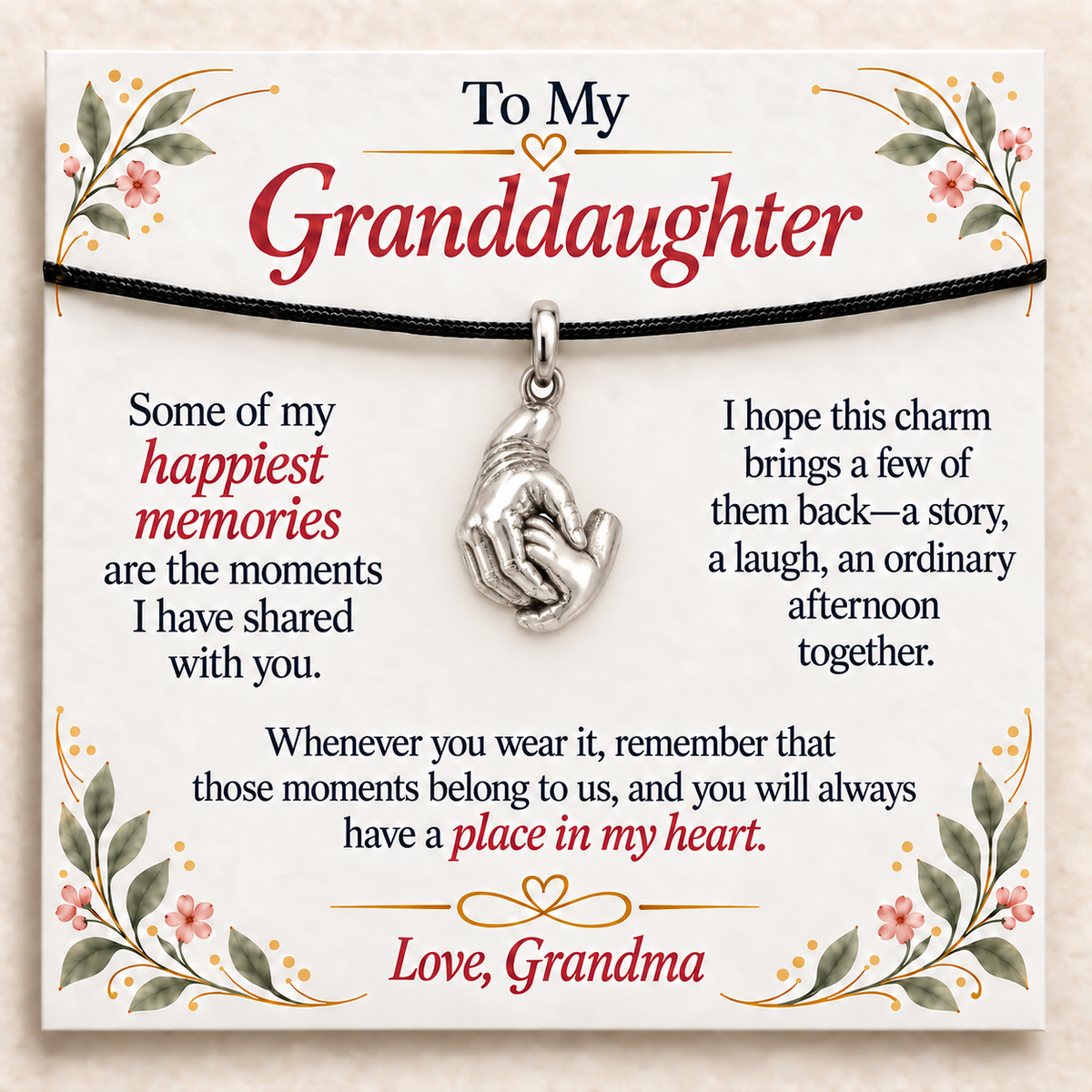Grandma's Hand Charm: Holding Our Memories Close — Main image, silver finish