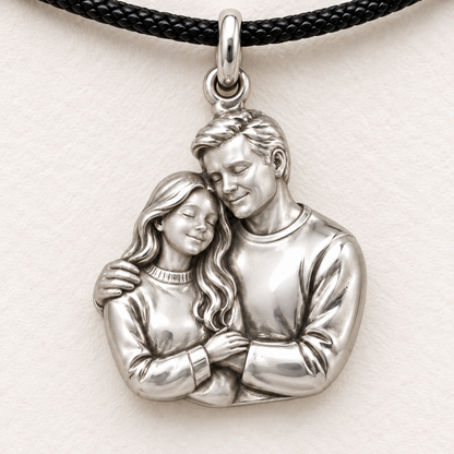 Dad’s Embrace, Stronger Than You Seem — Macro detail, silver finish