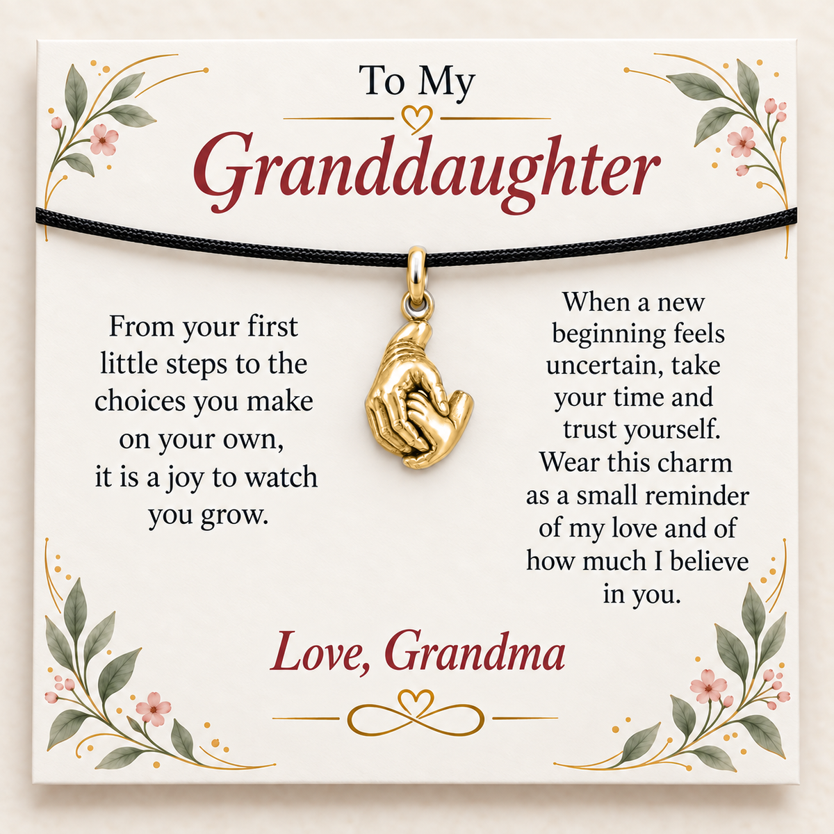 Grandma's Guiding Hand Charm: Trust Your Journey — Main image, gold finish