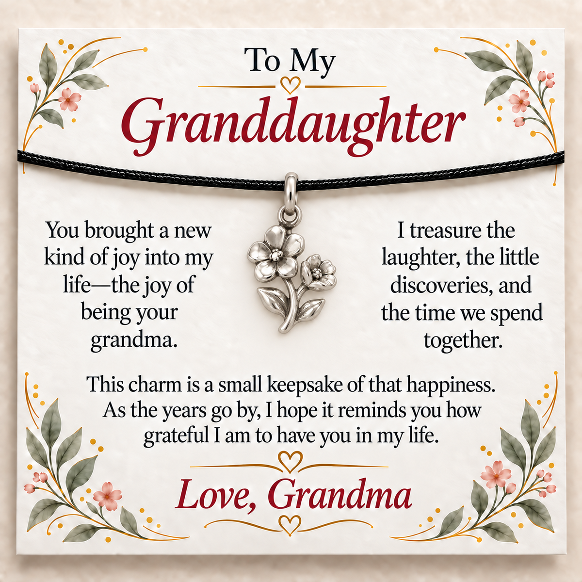 Grandma's Two Flowers Charm: Joy That Blooms — Main image, silver finish