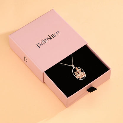 Mom and Princess Moment Vermeil Rosegold and Silver Necklace
