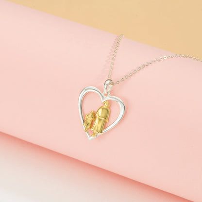 Heart of Generations Grandma and Children 14K Gold Vermeil and Silver Necklace