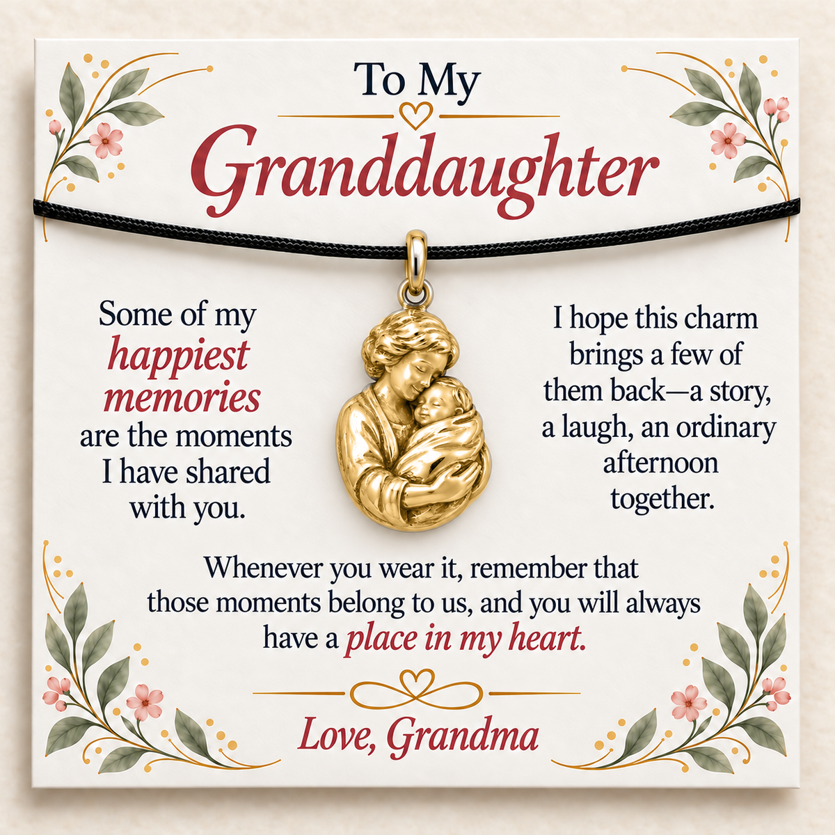 Grandma's First Embrace Charm: Memories Held Close — Main image, gold finish