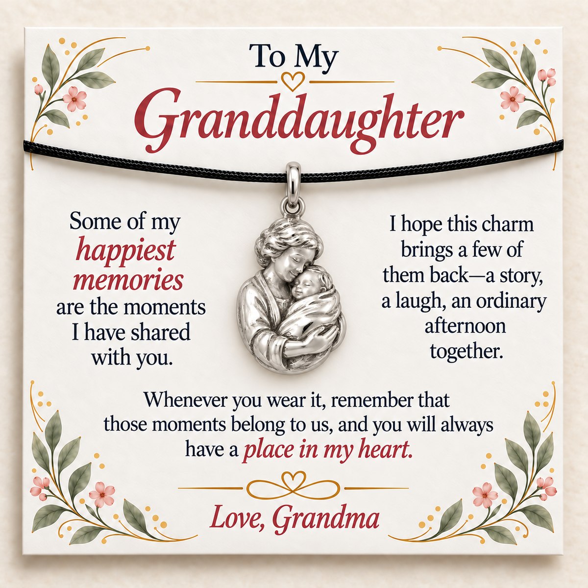 Grandma's First Embrace Charm: Memories Held Close — Main image, silver finish