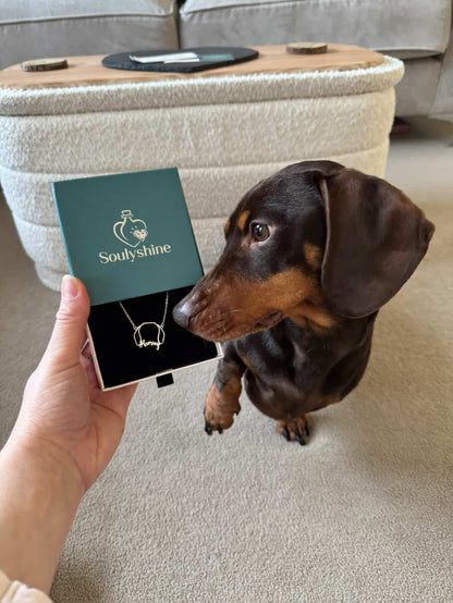 Soulyshine Dachshund Whisper of Paws – Personalized Outline Your Pet's Face and Name Necklace