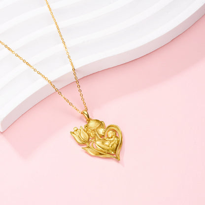 Soulyshine Mom With Flower Tulip Embrace 14K Gold Vermeil Necklace