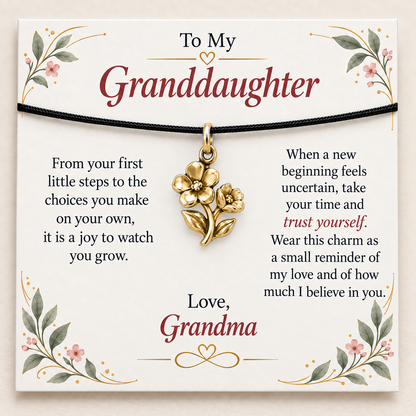 Grandma's Flower Charm: Grow With Love — Main image, gold finish