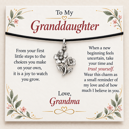 Grandma's Flower Charm: Grow With Love — Main image, silver finish