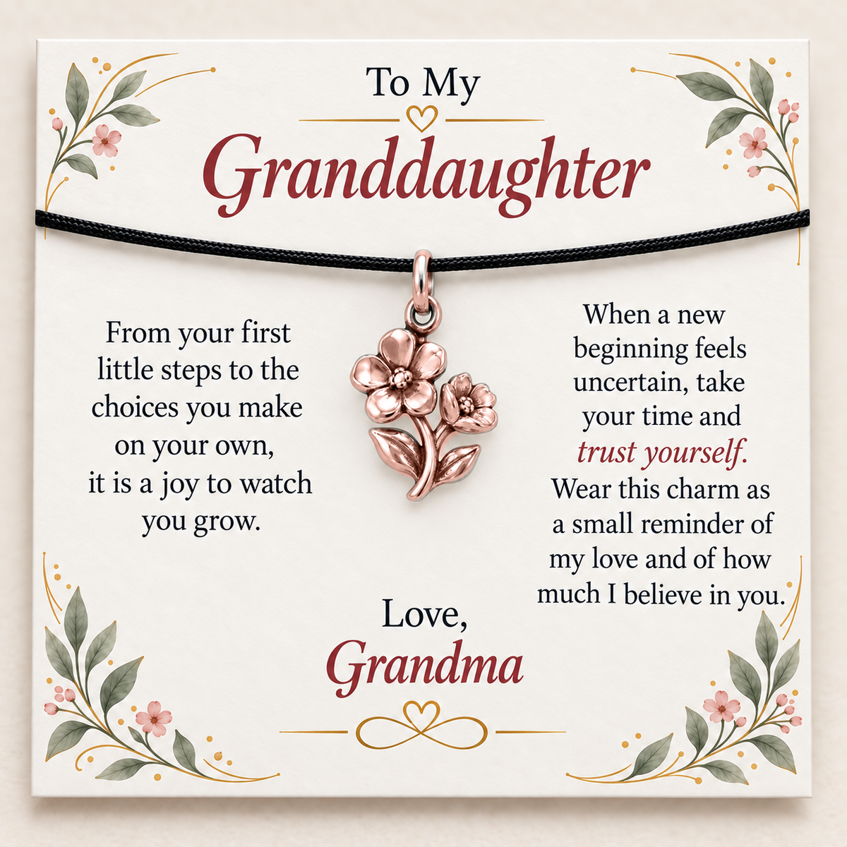 Grandma's Flower Charm: Grow With Love — Main image, rose gold finish