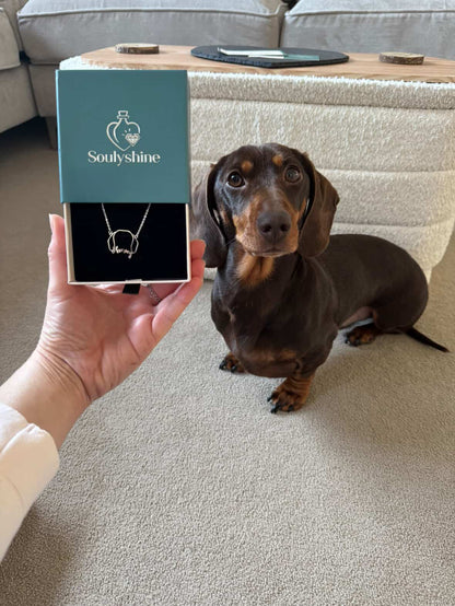 Soulyshine Dachshund Whisper of Paws – Personalized Outline Your Pet's Face and Name Necklace