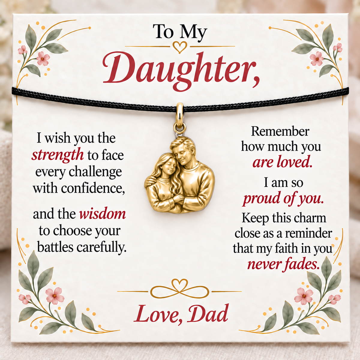 Dad’s Embrace, Proud of Your Strength — Main image, gold finish