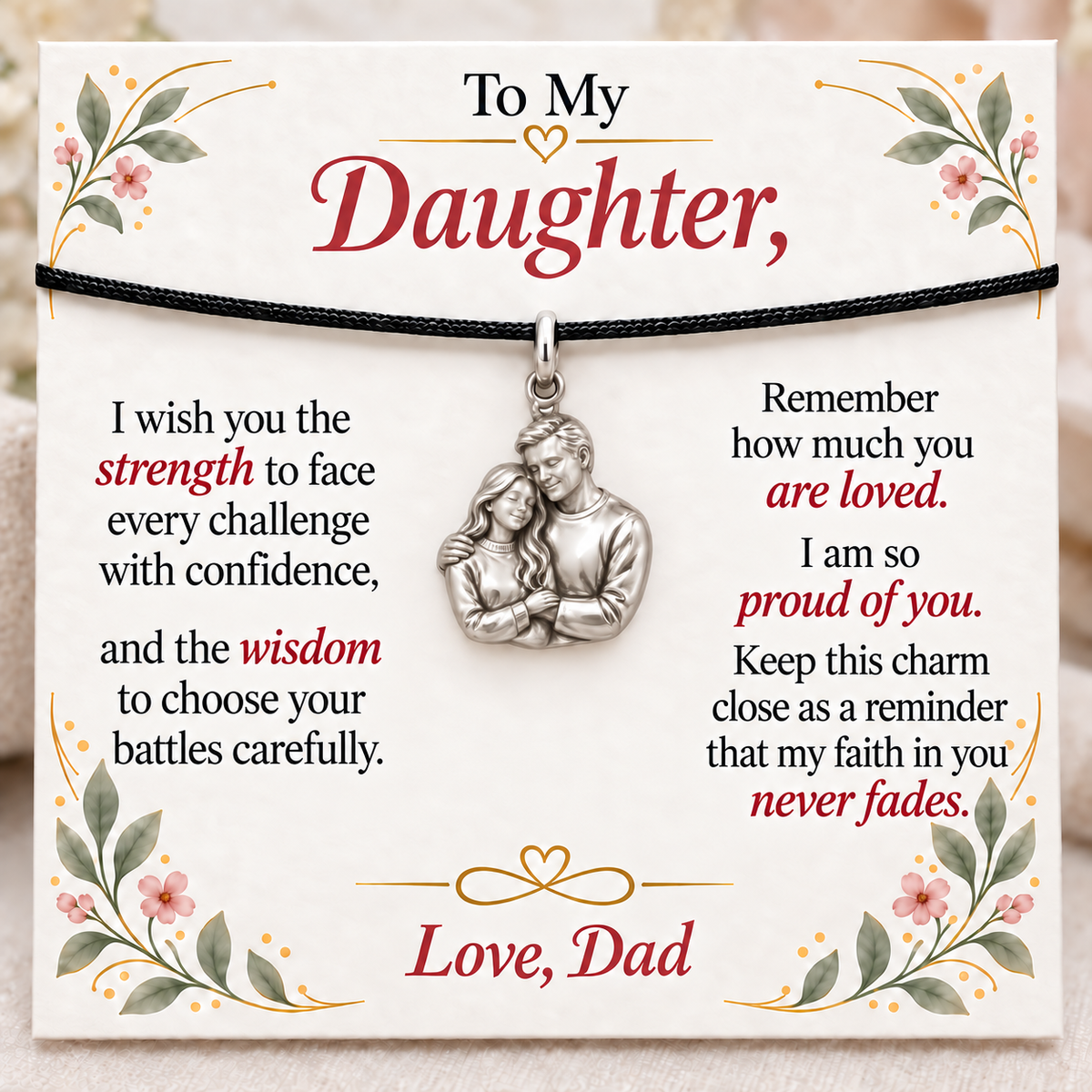 Dad’s Embrace, Proud of Your Strength — Main image, silver finish