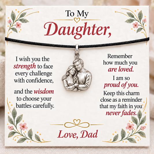 Dad’s Embrace, Proud of Your Strength — Main image, silver finish